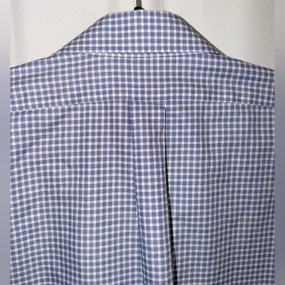 Brooks Brothers 1818 NON-IRON Long Sleeve Shirt Blue White Plaid Mens 17.5 36/37 - Picture 8 of 11